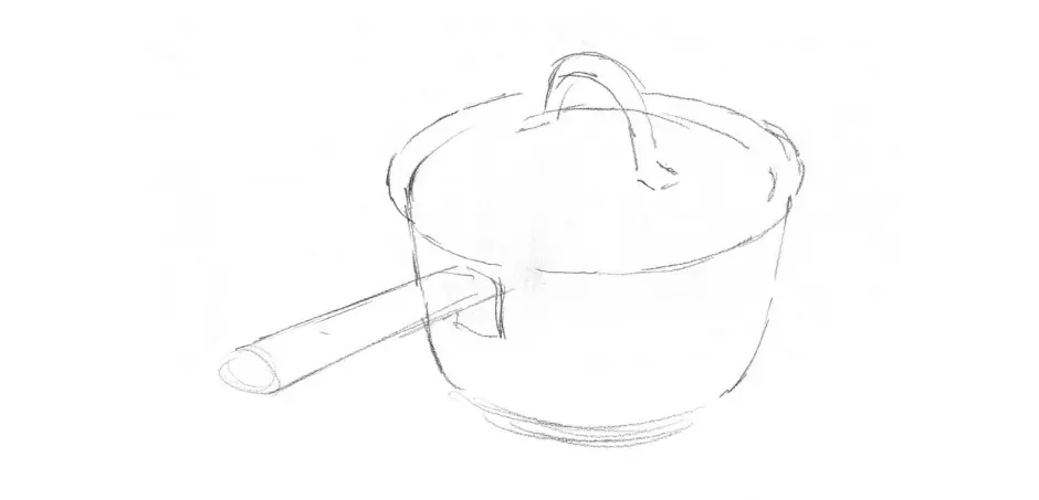 шаг 2 нарисовать ковш карандашом