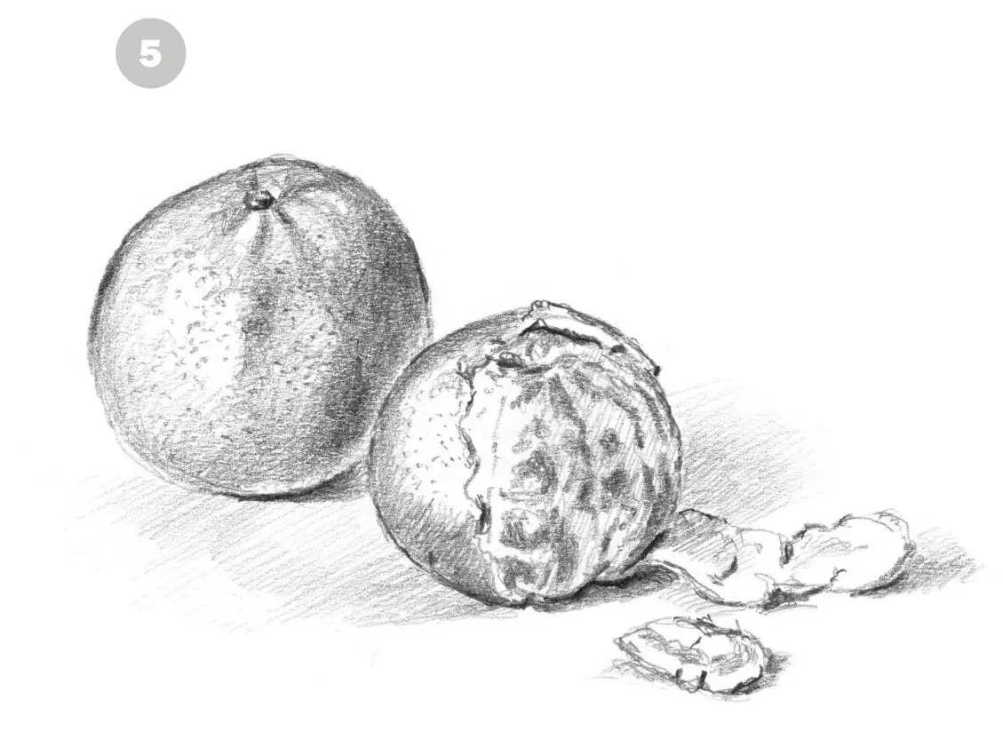 нарисовать апельсин карандашом шаг 5