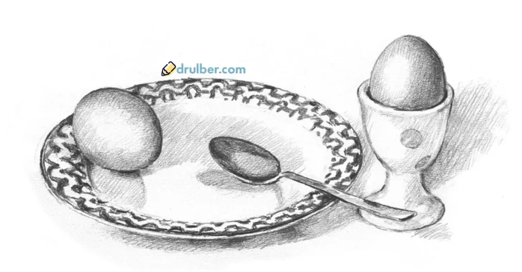 как нарисовать яйцо карандашом