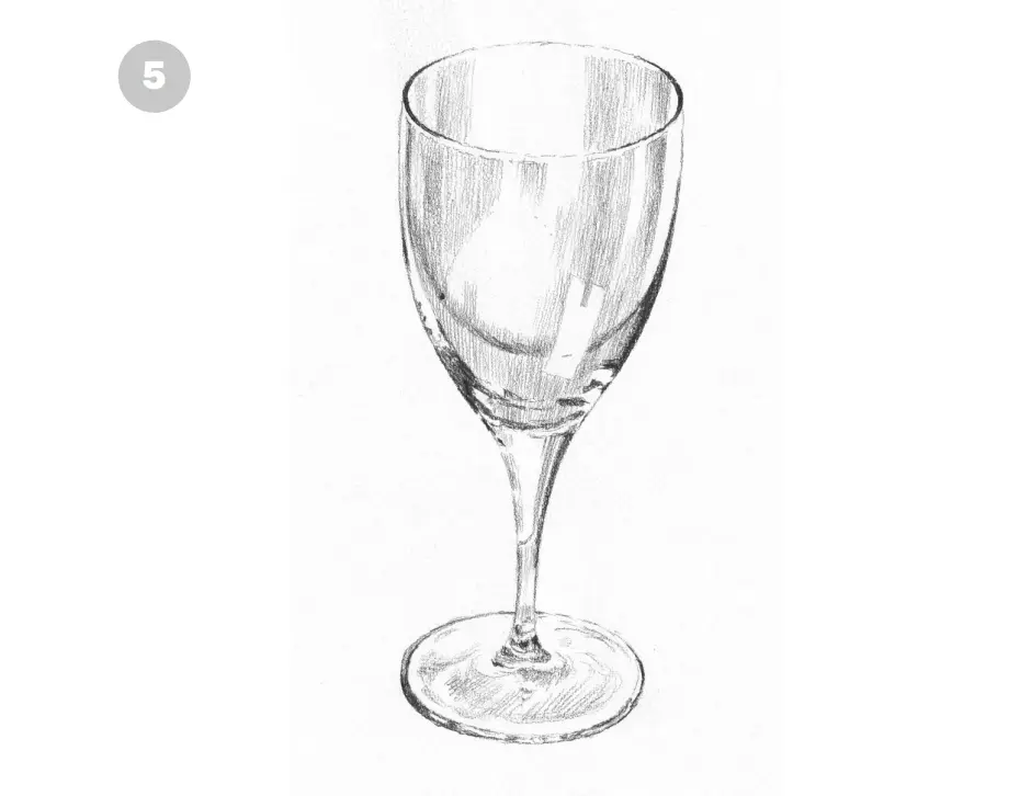 нарисовать бокал карандашом 5