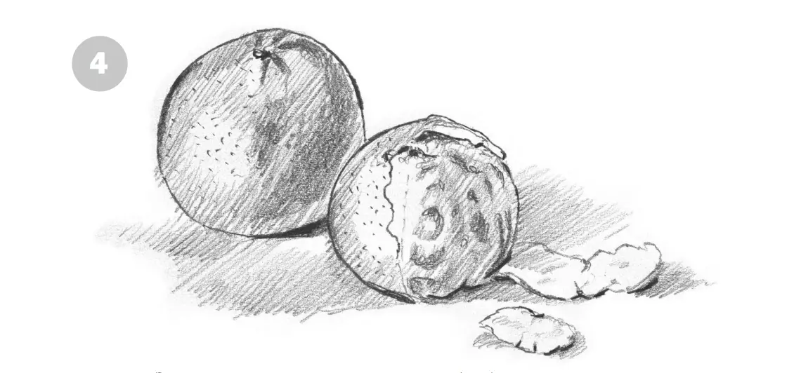 нарисовать апельсин карандашом шаг 4