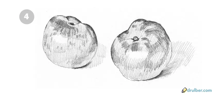 нарисовать яблоко карандашом 4