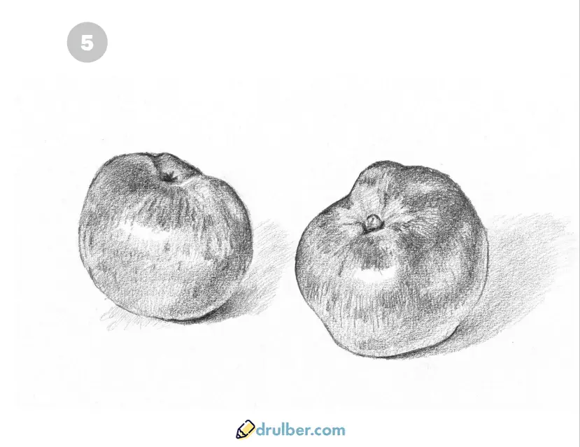 нарисовать яблоко карандашом 5