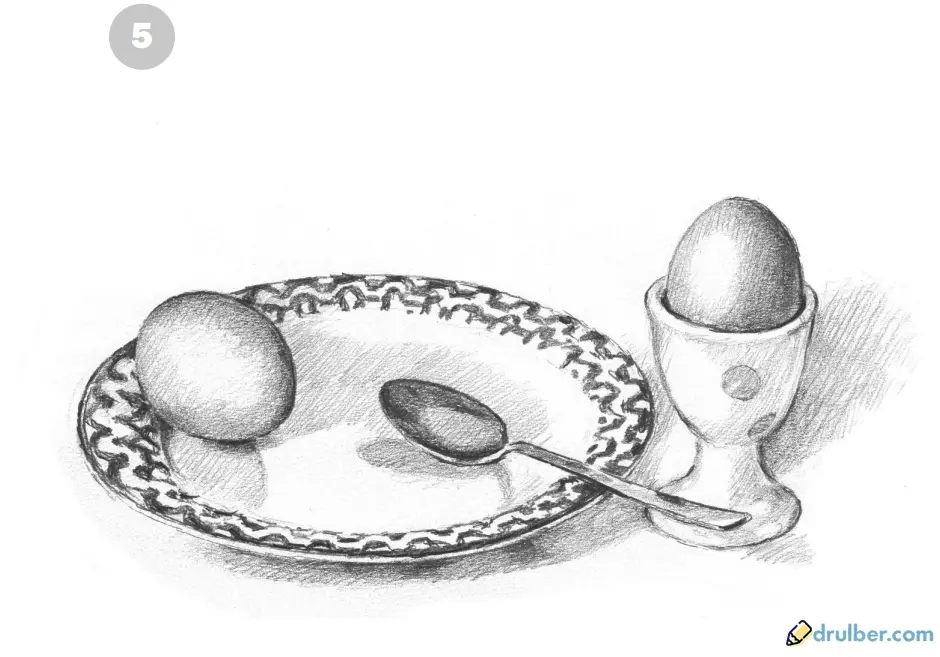 нарисовать яйцо карандашом 5