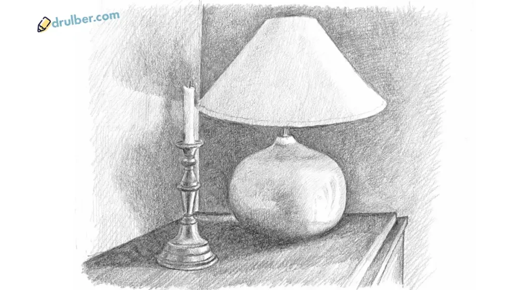 как нарисовать лампу карандашом