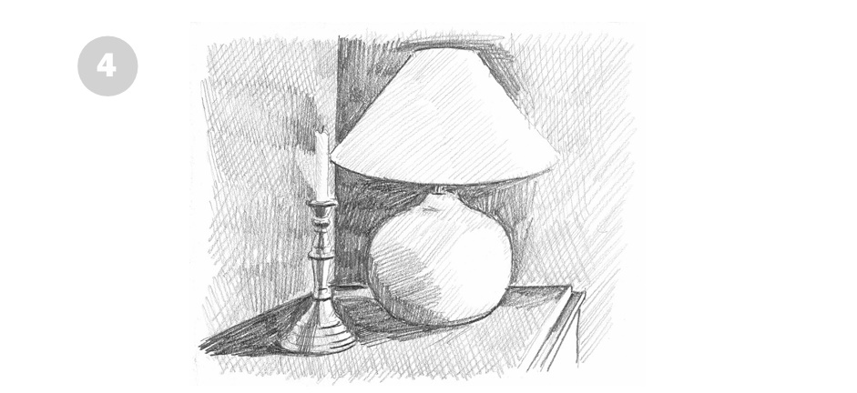 как нарисовать лампу карандашом