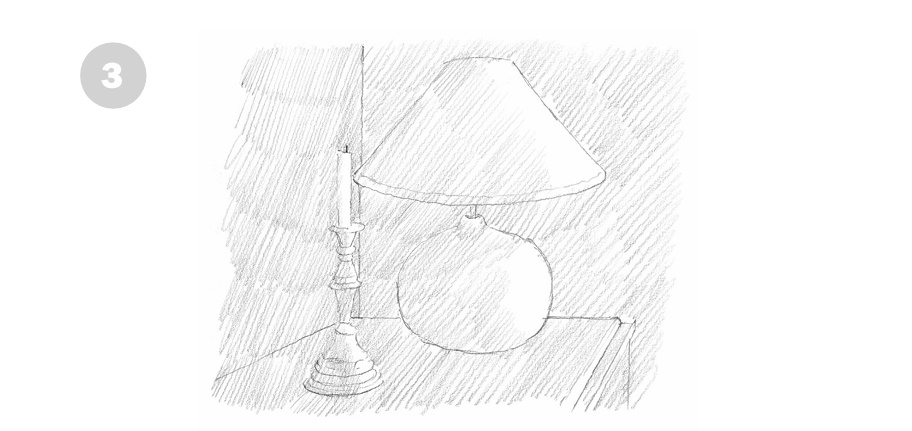 как нарисовать лампу карандашом 3